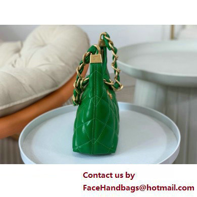 Chanel Shiny Lambskin  &  Gold-Tone Metal Small Hobo Bag Green AS4922 2025